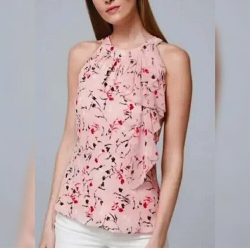 White House Black Market Pink Sleeveless Halter Date Top, Size 8